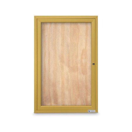 Slim Enclosed Corkboard, 11x13-1/2, Bronze Alum Frame/Pumice